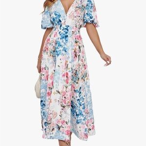 Floral Maxi Dress with Puff Sleeves